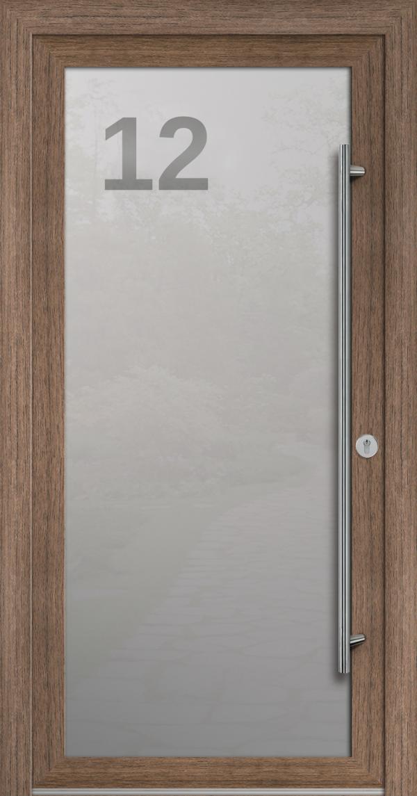Glas-Haustür mit Kunststoffrahmen MKS 60040 Holzdekor Anteak