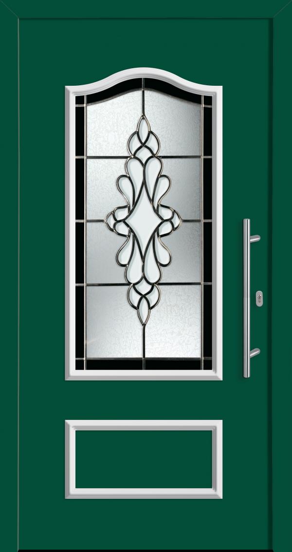 Haustür von PaX klassisches Design M88111 moosgrün Dekorglas Bleimotiv CC_D80