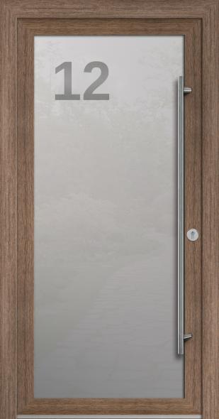 Glas-Haustür mit Kunststoffrahmen MKS 60040 Holzdekor Anteak