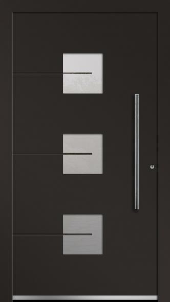 Aktionsmodell Aluminium-Haustür von PaX Eisenglimmer mit quadratischen Lichtausschnitten AM04318