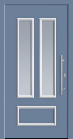 Haustür von PaX klassisches Design M81211 taubenblau Glas Satinato 