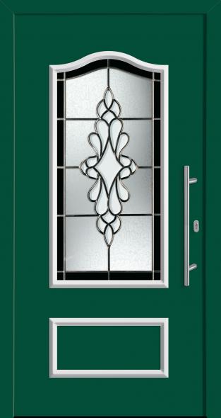 Haustür von PaX klassisches Design M88111 moosgrün Dekorglas Bleimotiv CC_D80